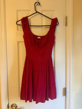 Hollister Red Tiered Mini Dress with Ruffled Straps